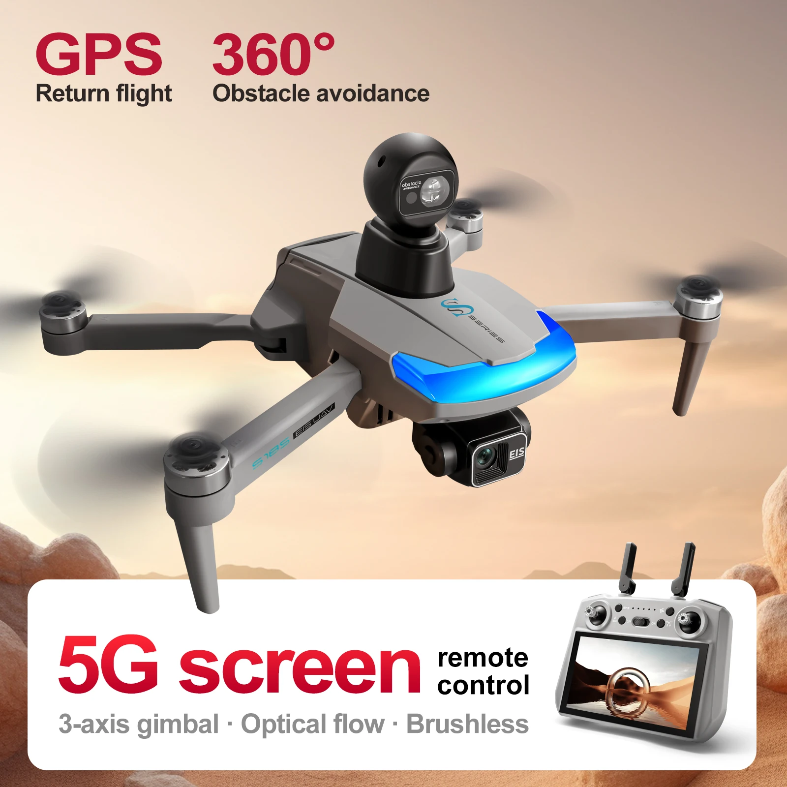 Drone Gimbal 3 Axis - S185 プロフェッショナルドローン 2.7K HD デュアルカメラタッチスクリーン付き 3