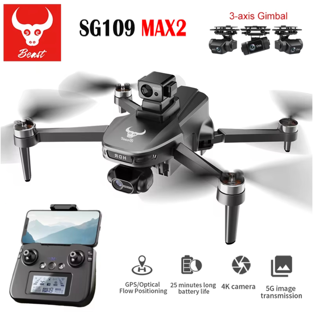 プロフェッショナルドローンsg109max2 fpv,8kカ - Drone Gimbal 3 Axis のレビューと価格